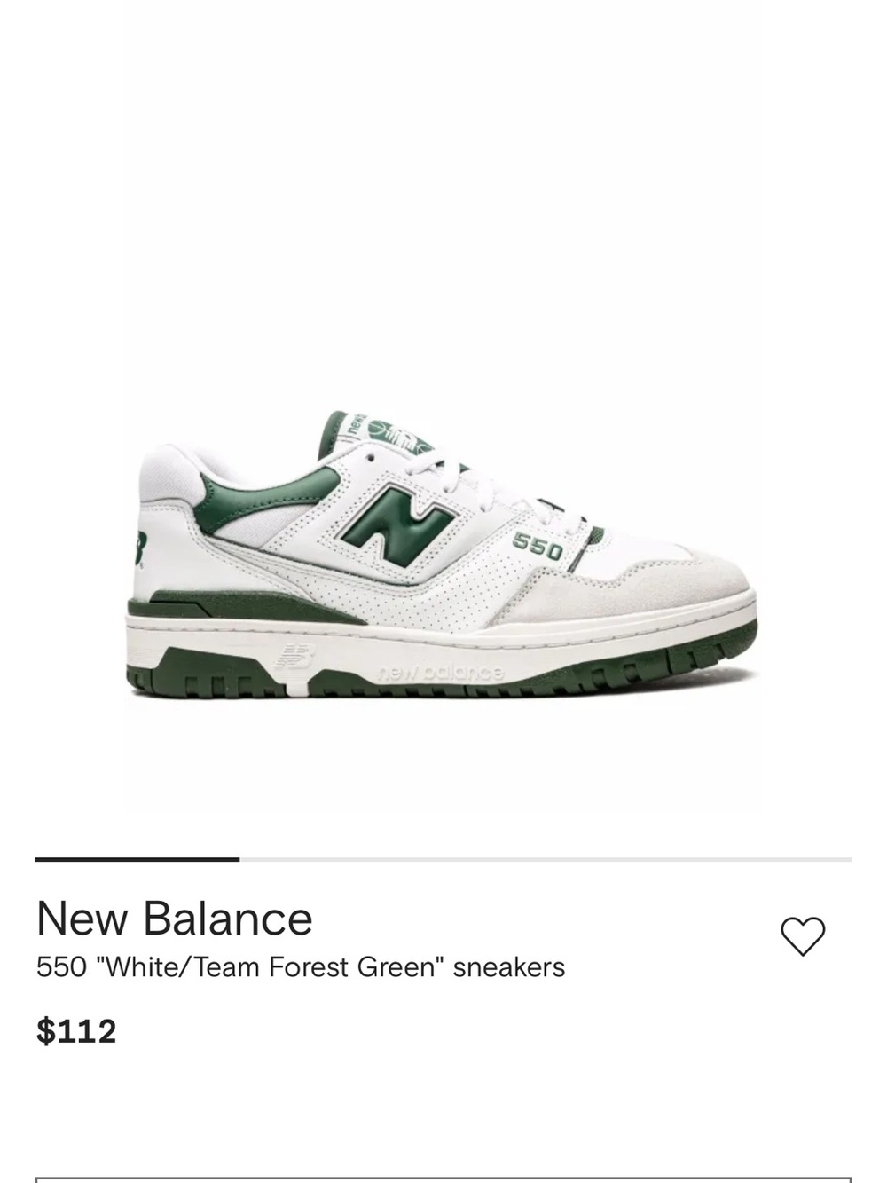 New Balance 550 Sneakers in White & Forest Green